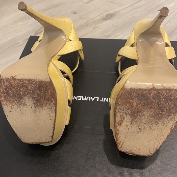 YSL patent leather beige Tribute peep toe platform - Picture 5 of 6